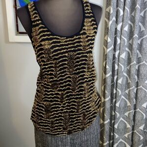 Vintage Charlotte Russe metallic ruched racer back tank top